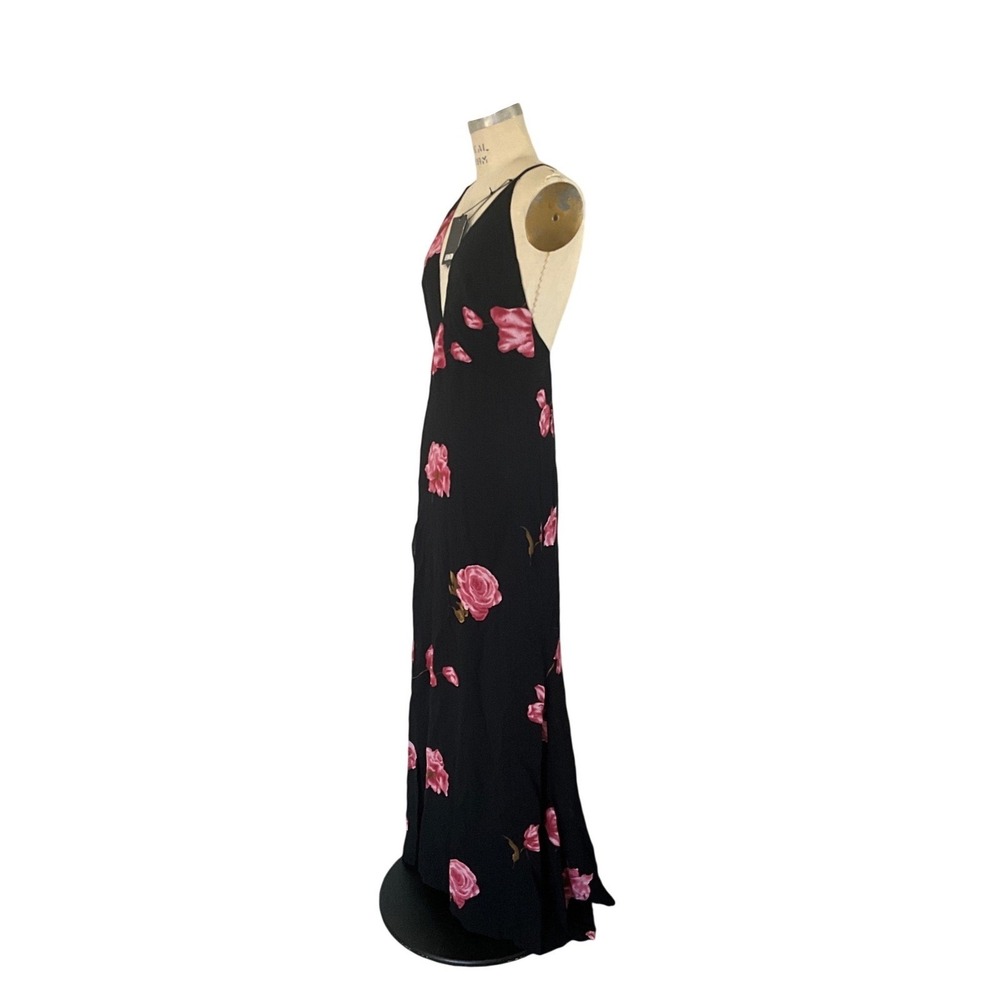 Reformation Black Floral Maxi Dress Open Back Slit Formal Evening Size S NWT - Picture 7 of 15